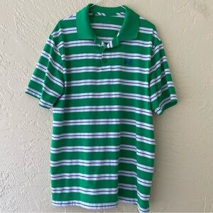 EUC - Men’s Forest Green Striped Under Armour Golf Polo Size Large